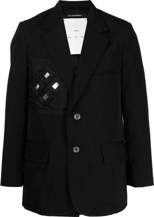 Song for the Mute appliqué detail single-breasted blazer - men - Wool/Cupro - 44 - Black