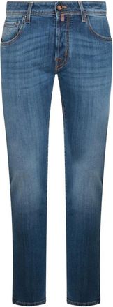 Jacob Cohen Blauwe Denim Jeans met Rits Sluiting - Heren - Slim Fit Jeans - Blauw - W38 - Denim - Jeans