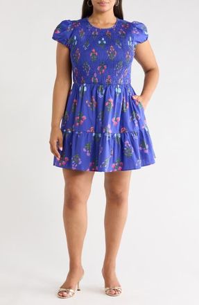 Sugarlips Clemen Floral Print Minidress in Navy at Nordstrom, Size 1 X