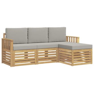 vidaXL Conjunto De Sof&aacute;s De Exterior 4 Pcs Blanco Y Gris Claro Vidaxl