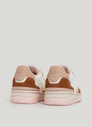 Pepe Jeans London Klassieke leren sneakers met su&egrave;de details - Dames - Sneakers - Veelkleurig - 36 EU - Su&egrave;de - Schoenen