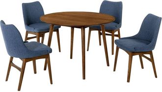 Armen Living Arcadia And Azalea 42In Round Wood 5pc Dining Set