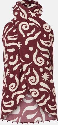 Cala de la Cruz Top Zauma con stampa e perline