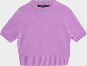 Toccin Elsie Short-Sleeve Cropped Sweater