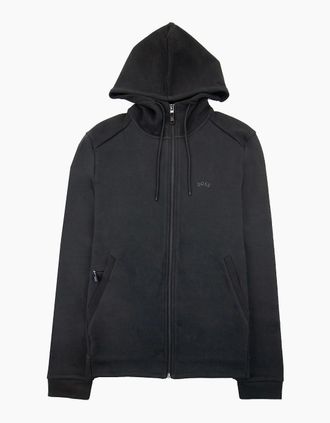 HUGO BOSS Mens Hugo Boss Saggy Curved Logo Zip Up Hoody Black 001 - Size: 38
