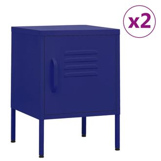 Berkfield Home Nightstands 2 pcs Navy Blue 35x35x51 cm Steel | Size: 35 x 35 x 51 cm