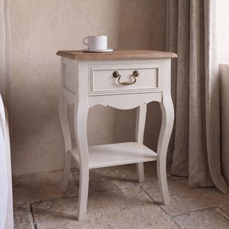 Maisons du monde Mesita de noche con 1 caj&oacute;n color blanco