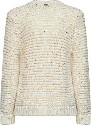 Herno Sequin-Embroidered Alpaca-Blend Corn-Stitch Sweater - White
