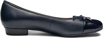 Ara Womens Belinda Bow Ballet Flat In Navy Nappa With Navy Patent