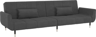vidaXL Sof&aacute; Cama De 2 Plazas Con Dos Almohadas Terciopelo Gris Oscuro Vidaxl