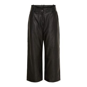 BTF-CPH Pantalones de cuero 3/4 de pierna ancha - Trousers - Mujer - Negro - 2XL