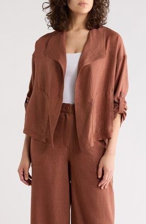 Max Studio Textured Drape Jacket in Heather Chestnut at Nordstrom Rack, Size X-Large
