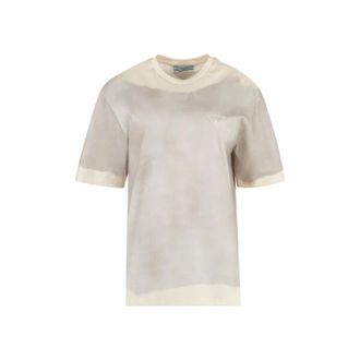 Prada T-Shirts, female, Gray, Size: 2XS Distressed Tee