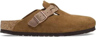 Birkenstock Womens Boston Braid Suede Oiled Leather Clogs In Mink