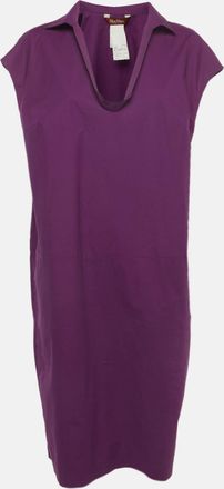 Max Mara Purple Stretch Cotton Sleeveless Midi Dress