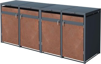 ML Design Ml-design Cobertizo De Exterior Para 4 Cubos De Basura De 240l 264x80x116,3cm Antracita Con Acabado &Oacute;xido Mueble Cubrecontenedor De Acero Resistente C