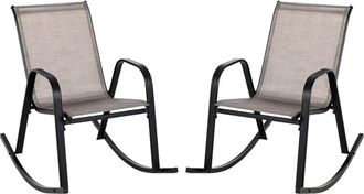 Costway 2 Mecedoras Jardin Exterior, Mecedora Jardin Exterior Con Asiento Textilene, Balanceo Suave, 91 X 62 X 86 Cm, Carga 150kg, Terraza Patio Jardin - Cost