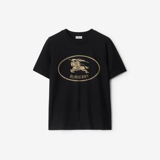 Burberry Knight Stamp Cotton T-shirt, Size: XXXS