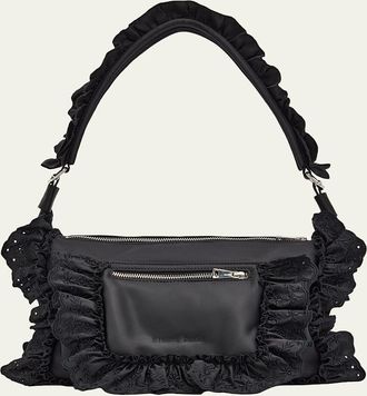 Simone Rocha Pillow Embroidered Ruffle-Trim Shoulder Bag