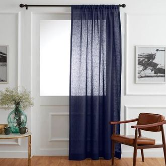Solino Home Linen Curtain with Light Filtering Rod Pocket for Living Room, Bedroom in Chambray Navy at Nordstrom, Size Xx-Large