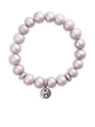 Loree Rodkin 14K white gold Yin Yang diamond and pearl bracelet - women - Pearl/Diamond/14kt White Gold - One Size - Silver