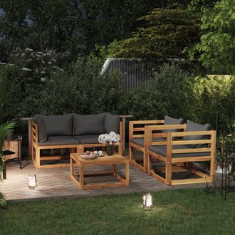 vidaXL Vidaxl - Muebles De Jard&iacute;n 5 Pzas Cojines Madera Maciza De Acacia