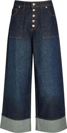 Damson Madder Gigi Turn-up Wide-leg Jeans - Indigo - 32 (W32 / UK14-16 / L)