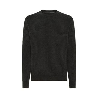 Roberto Ricci Design Round-neck Knitwear, male, Gray, Size: XL Velvet Rave Round Knit Sweater