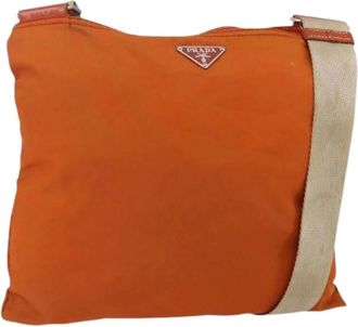 Prada Pre-owned Cross Body Bags, female, Orange, Size: ONE SIZE Pre-owned Nylon Cross Body Bag