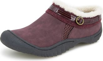 JBU by Jambu JBU Womens Ginger Faux Shearling Lined Slip On Casual Comfort Mule, Burgundy, 4.5 UK