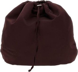 Plan C Burgundy Nylon Bucket Bag With Drawstring Closure And Internal Pocket