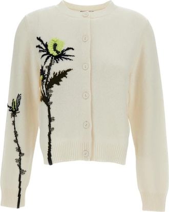 Barrie Distel Motief Vest - Dames - Vesten - Wit - M - Kasjmier - Truien & Vesten
