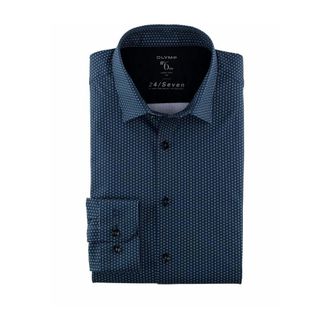 Olymp Olymp, Heren, Overhemden, Blauw, Maat: 4XL Leer