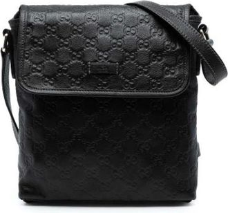 Gucci Pre-owned Cross Body Bags, female, Black, Size: ONE SIZE Pre-owned Leather Crossbody Bag
