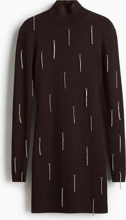 H&M Kleid mit Strassverzierung - Brown