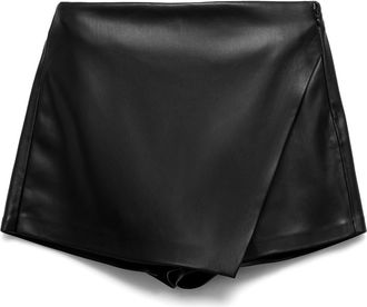Mango Wrap Faux Leather Skort in Black at Nordstrom, Size 4