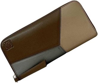 Loewe Beige Brown Leather Long Wallet (Bi-Fold) (Pre-Owned)