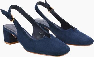 XY London Womens XY London Womens/Ladies Elowen Sling Back Mid Block Heel Court Shoes - Navy - Size: 4