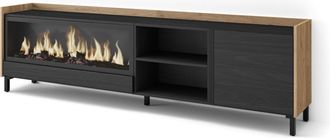 Skraut Home Skraut Home - Mueble Tv, Televisi&oacute;n, Muebles De Sal&oacute;n, Almacenaje, 212x35x61cm, Para Tv Hasta 80, Chimenea El&eacute;ctrica Xxl, Dise&ntilde;o Industrial, Estilo Mo