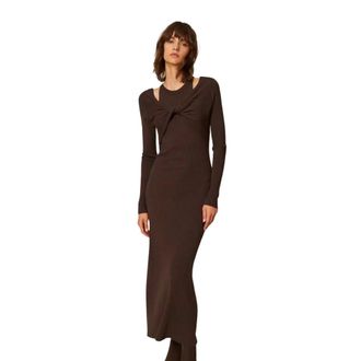 Twinset Gebreide Jurken - Dames - Kleedjes - Bruin - S - Polyester - Kleedjes