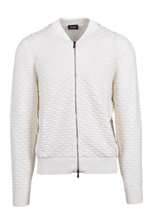 Drumohr Cotton Zip Cardigan - White