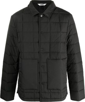 Rains Liner press-stud quilted shirt jacket - men - Polyester/Polyester/Nylon - M - Black