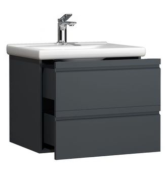 ebuy24 Ebuy24 - Vcm 2 Pcs Lavabo Lavabo 60 Cm Juego De Muebles De Ba&ntilde;o Con Lavabo De Cer&aacute;mica Cajones Sin Asa Juego Completo Silora L (antracita)