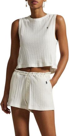 Polo Ralph Lauren Logo Detail Cotton Short Pajamas in Egret at Nordstrom, Size Xx-Large