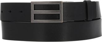 Kazar Zwarte leren riem met zilveren gesp - Heren - Riemen - Zwart - 90 CM - Leer - Accessoires