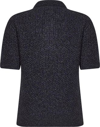 Prada Womens Knit Polo Shirt Textured Melange Brown Viscose Knitwear Sweater