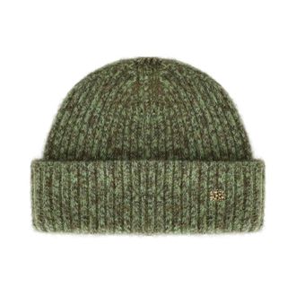 Ganni Melange Geborstelde Mohair Beanie - Dames - Hoeden - Groen - ONE Size - Wol - Accessoires