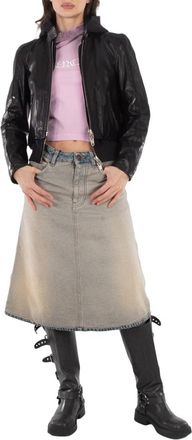 Balenciaga Ladies Black Layered-Detail Racer Leather Jacket, Brand Size 38 (US Size 4)