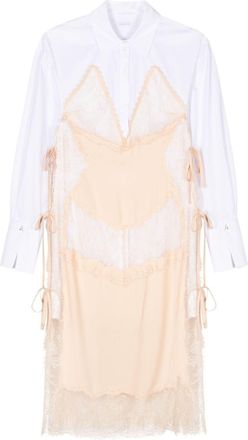 Patrizia Pepe logo-charm midi dress - women - Viscose/Cotton/Polyamide/Polyester - 44 - White