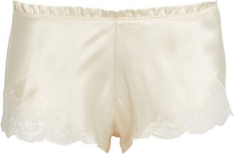 Carine Gilson Calais-Caudry Lace-Trim Silk shorts Size XL